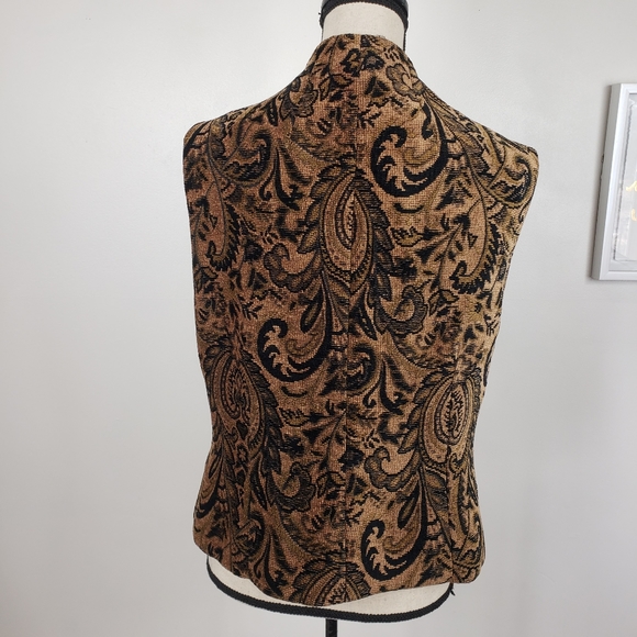 Vintage Emil Rutenberg Collection Brown & Black Paisley Tapestry Full Zip Vest L - Picture 4 of 15